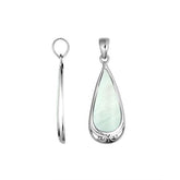 Handcrafted Sterling Silver Mother Of Pearl Teardrop Pendant With Polished Silver Border.